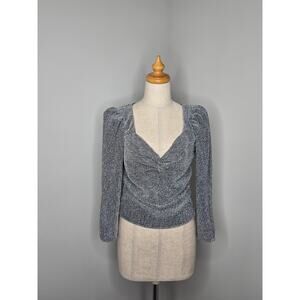 Mango Metallic Thread T-Shirt sz M